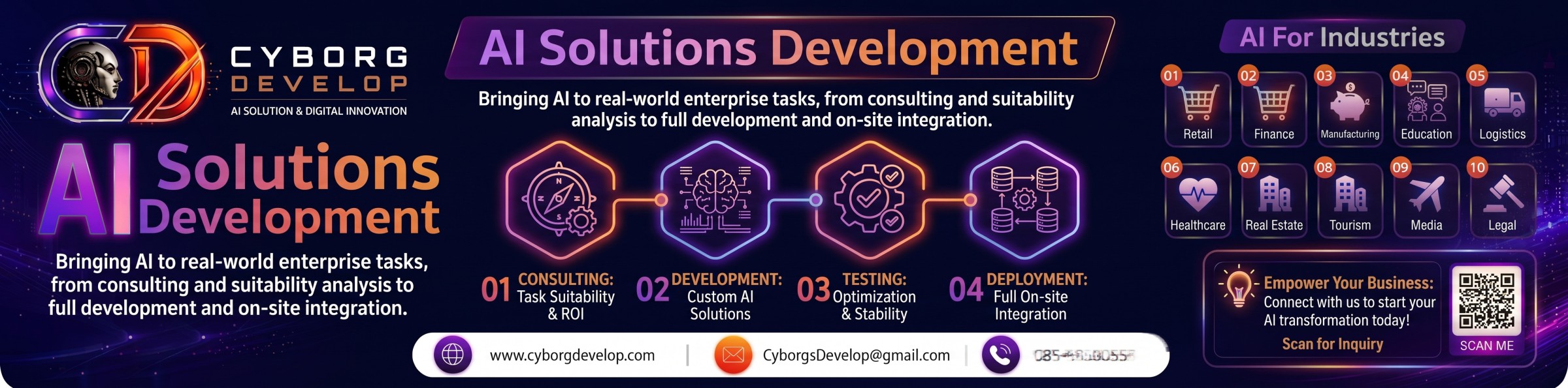บริการพัฒนาโซลูชัน AI Cyborg Develop — AI Chatbot, Generative AI, RAG, Private LLM โทร 085-5050555